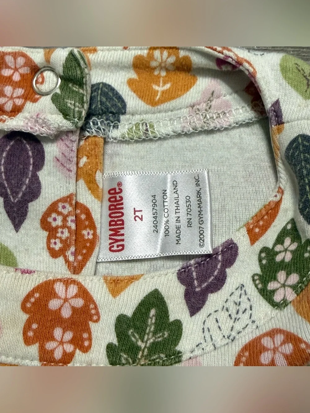 Gymboree Girls Dress 2T Cream Orange Green Purple Fall Leaf Long Sleeve